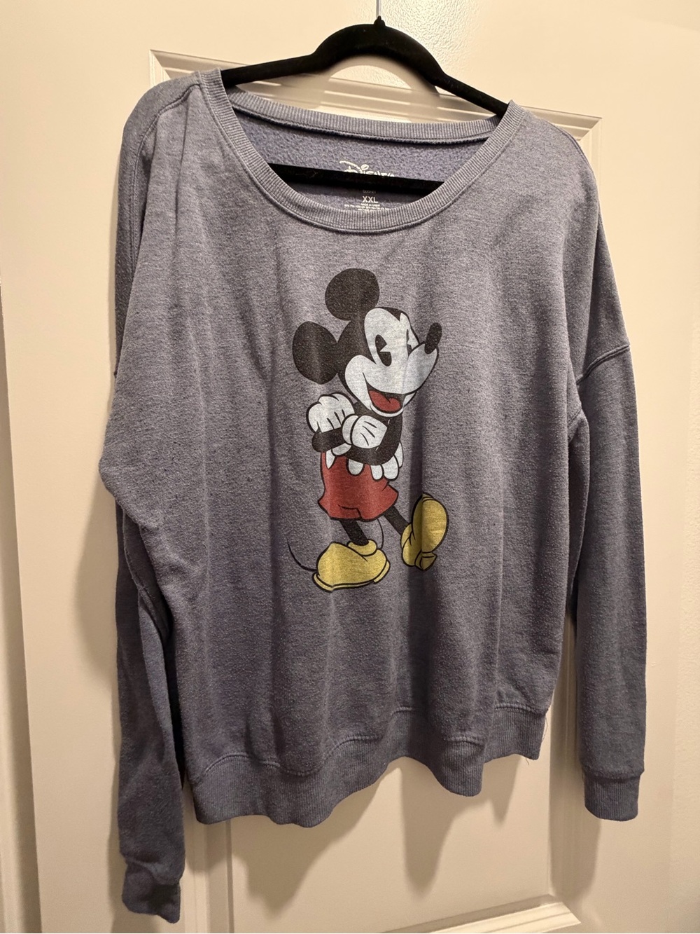 Disney Mickey Graphic Crewneck Sweater - Heather Gray with Yellow & Red Accents